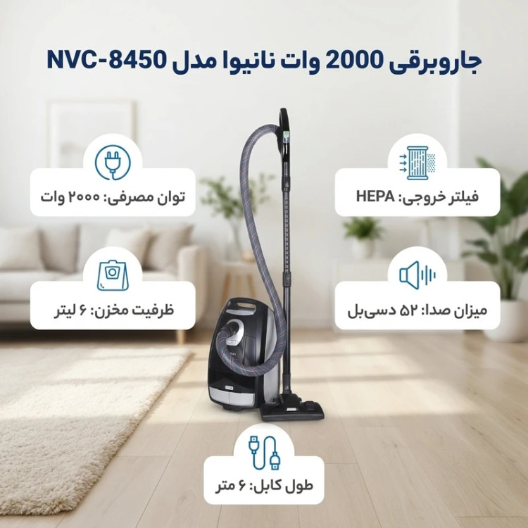 جاروبرقی 2000 وات نانیوا مدل NVC-8450